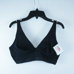 Fruit of the Loom Unlined Triangle Bralette Size XL Black Wire-Free